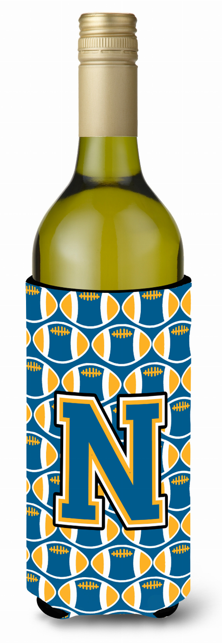 Monogram Letter Football Wine Bottle Hugger - CJ1077-NLITERK