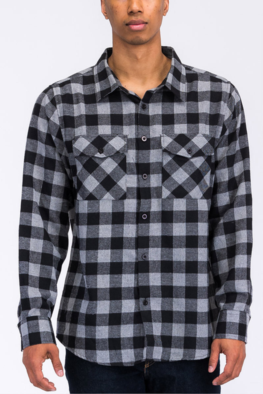 101 FLANNEL - FL101-BLKGREY-M
