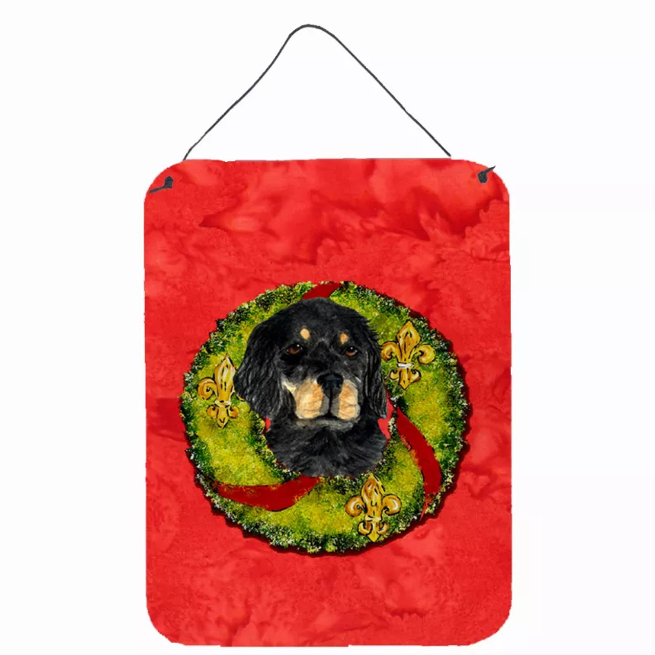Christmas Wreath Design with Dog Wall or Door Hanging Prints