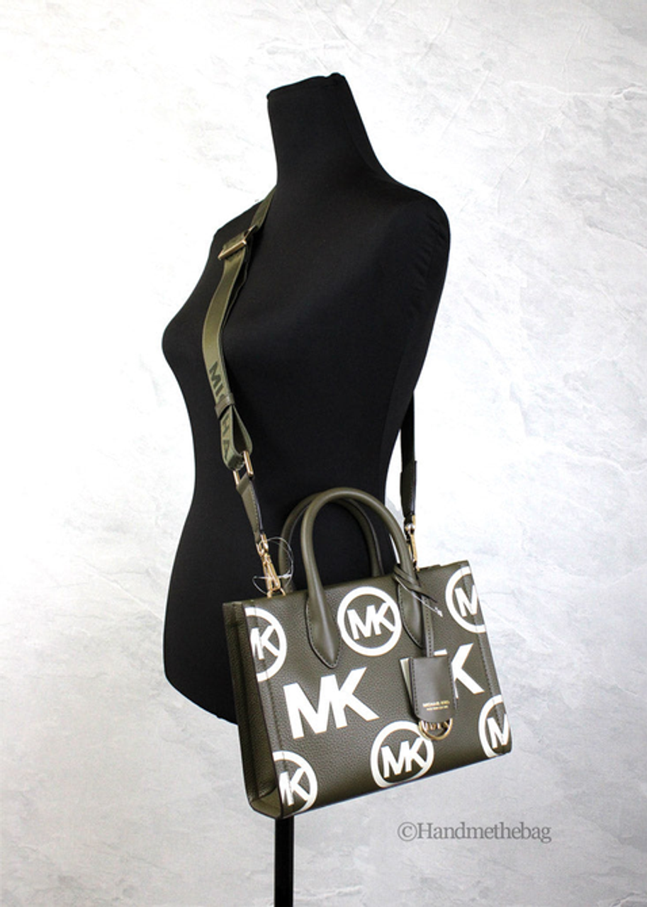 Michael Kors Mirella Small Olive Embossed Shopper Crossbody Tote Michael Kors Mirella Small Olive Embossed Shopper Crossbody Tote