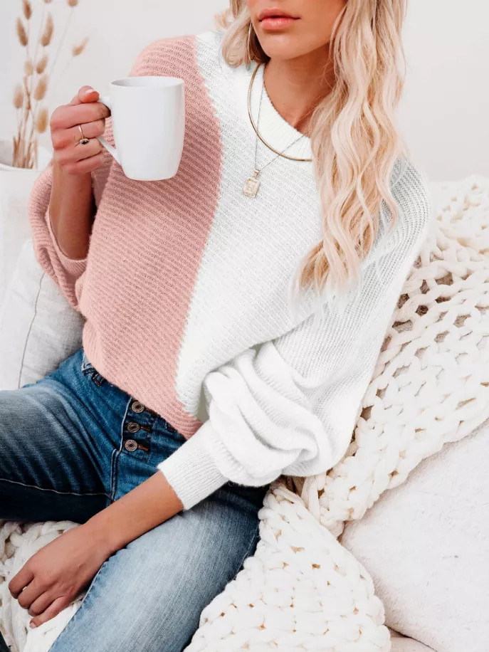 Smaibulun | GRANIA Batwing Sleeve Block Color Knit Sweater - S001273B001855P000192V016