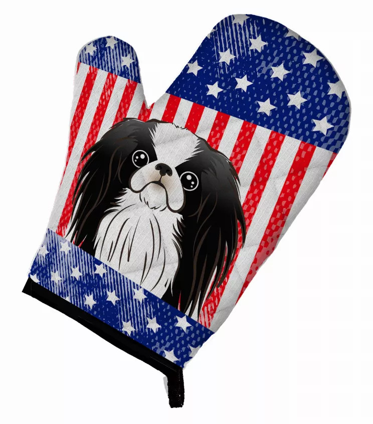 American Flag and Dog on Oven Mitt