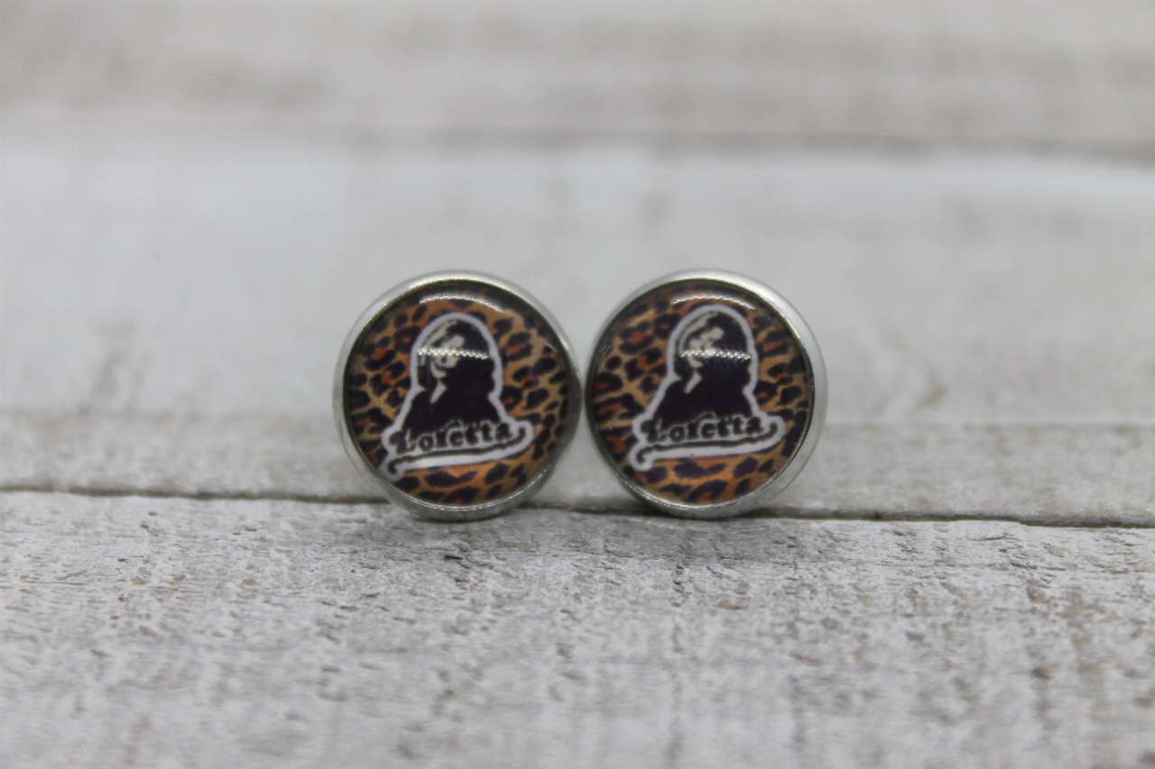 Loretta on Leopard  Glass Stud Earrings