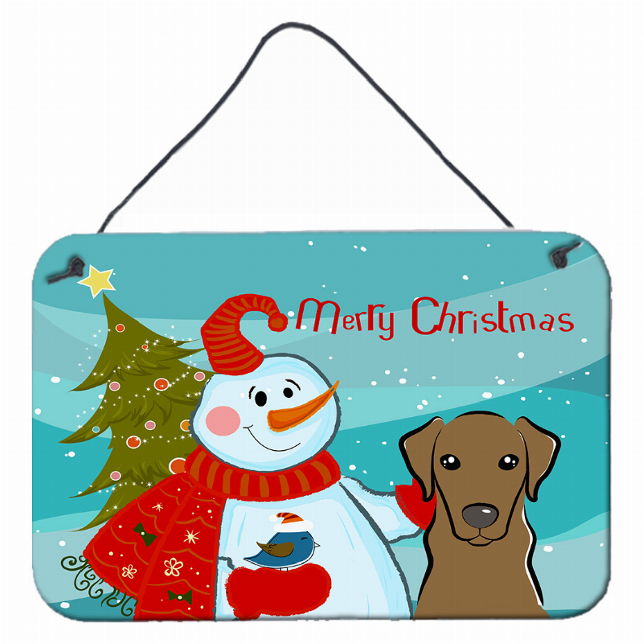 Snowman with Dog Art Wall or Door Hanging Prints - S000213B001695P057645V000