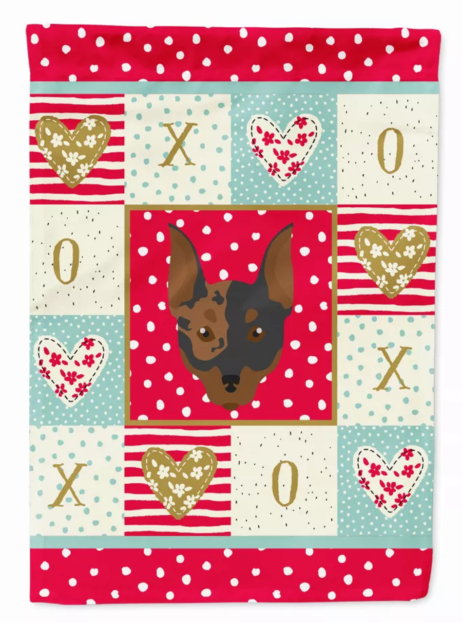 Harlequin Pinscher #2 Love Flag Garden Size