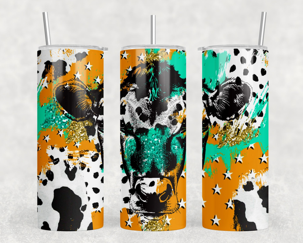 Retro Cow|Skinny Tumbler|Optional Bluetooth Speaker| Speaker Color Varies
