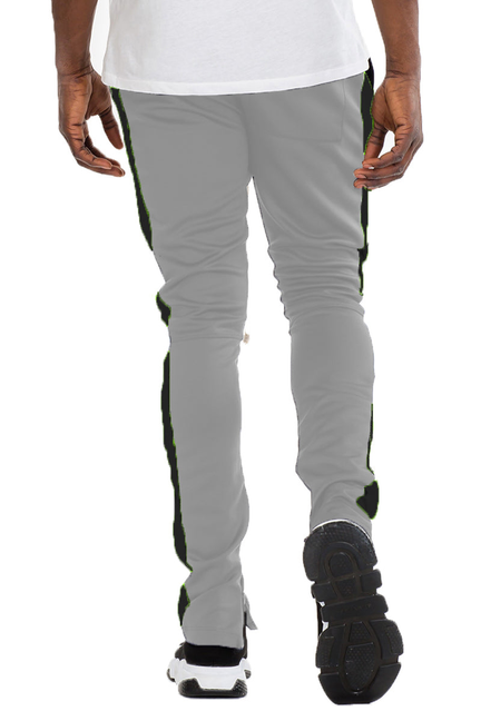 SLIM FIT TRACK PANTS- GREY/BLACK