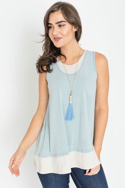 Two Tone Layered Sleeveless Tunic - F3-Eloges-6246
