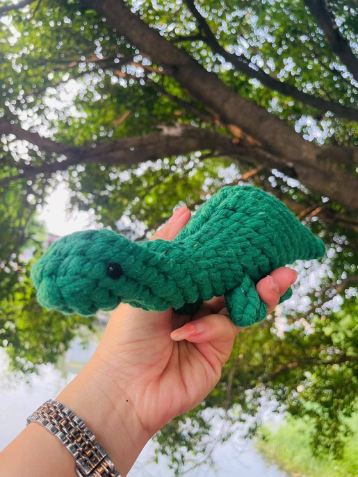 Handmade Sustainable Green Dinosaur Rope Toys - CSCORD223