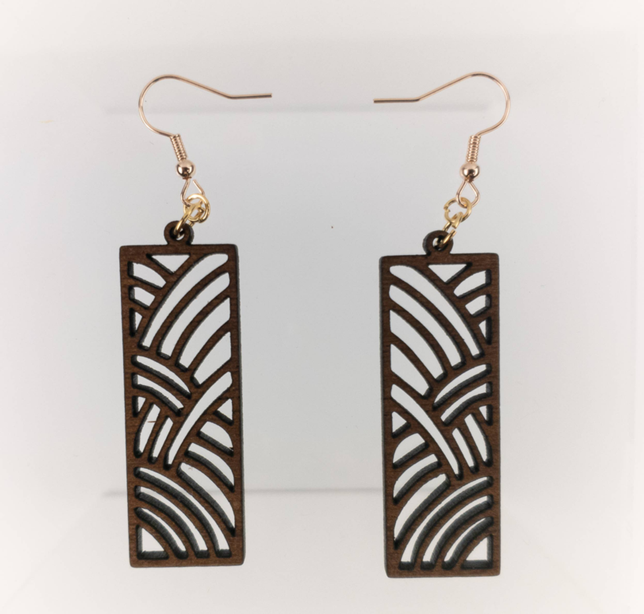 wood waves rectangle earrings hypoallergenic