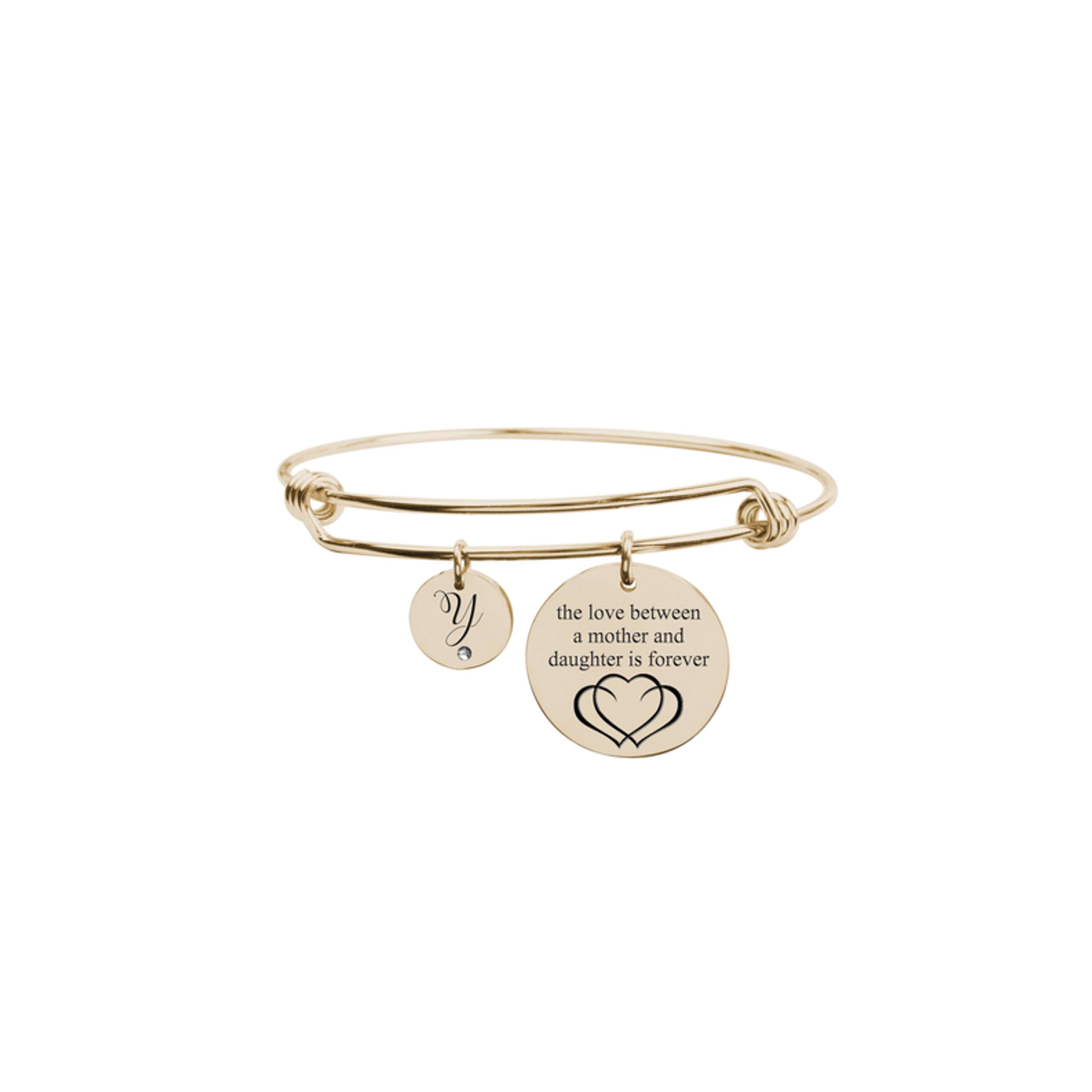 Love Between Mother Initial Bangle With Cubic Zirconia - PinkBox-25-2806