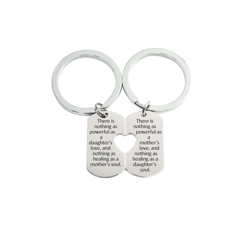 Solid Stainless Steel Heart Cutout Inspirational Keychain Set By Pink Box - PinkBox-25-6371