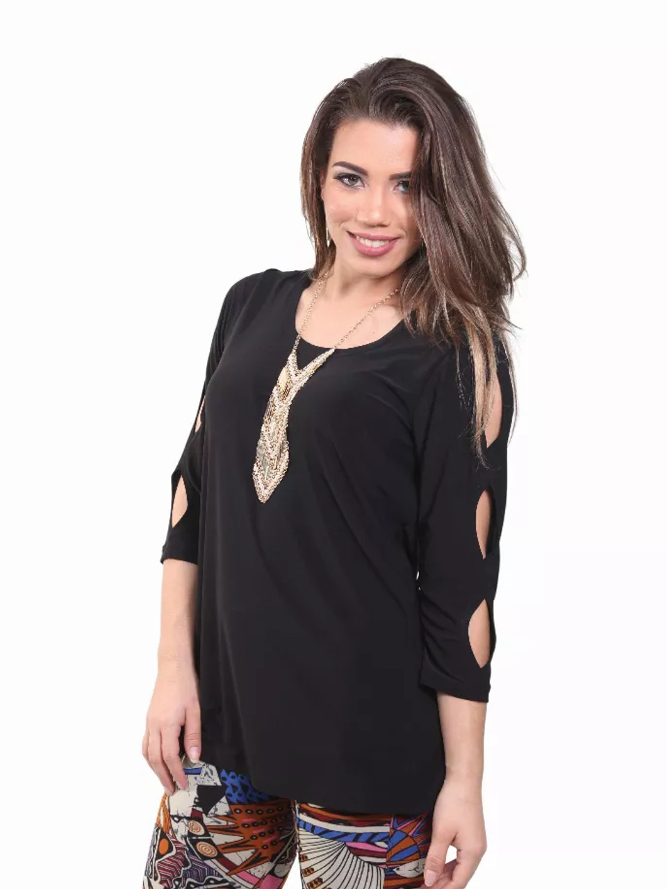 Top With 3 Key Hole Details On The Sleeves - S001372B002006P000158V022 Top With 3 Key Hole Details On The Sleeves - S001372B002006P000158V022