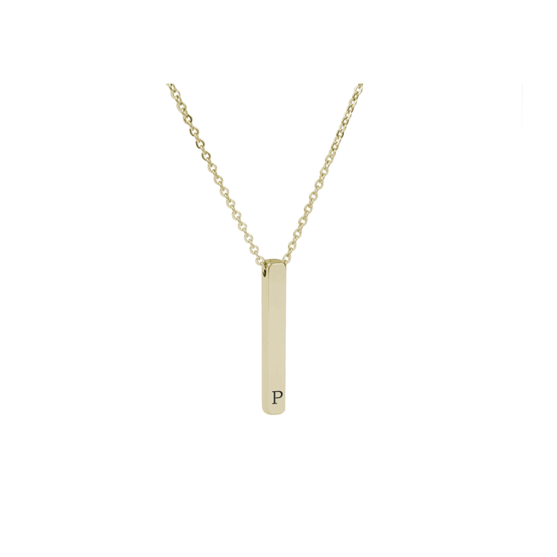 3D Vertical Bar Initial Necklace - Multiple Colors Available - PinkBox-25-4247