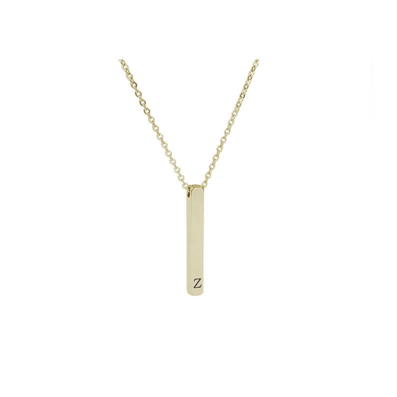 3D Vertical Bar Initial Necklace - Multiple Colors Available - PinkBox-25-4277