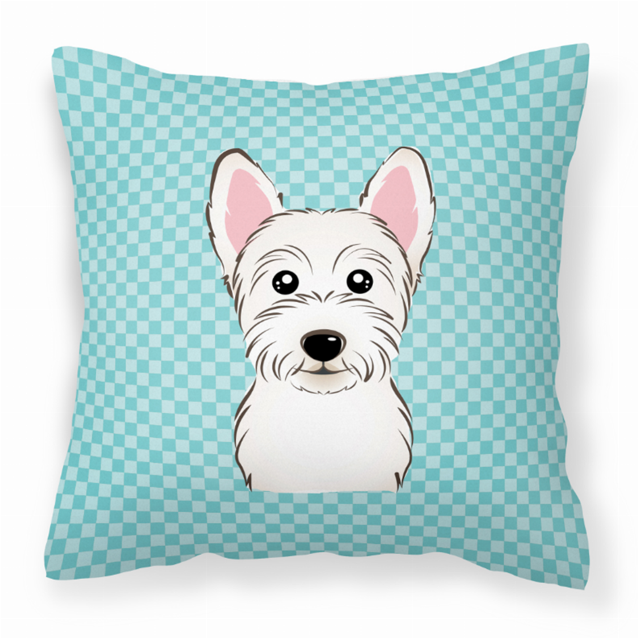 Checkerboard Print With Dog Fabric Decorative Pillow - S000213B001695P043425V000