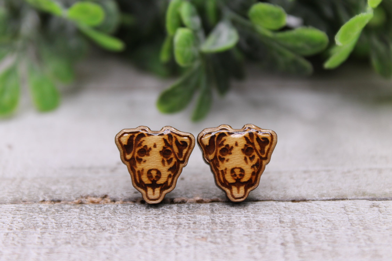 Jack Russell Terrier Dog Breed || Wood Stud Earrings
