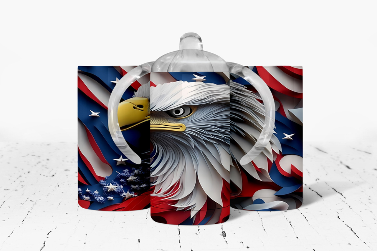 American Flag Eagle Insulated Kids Dual Lid Sippy Cup Tumbler - 260011249