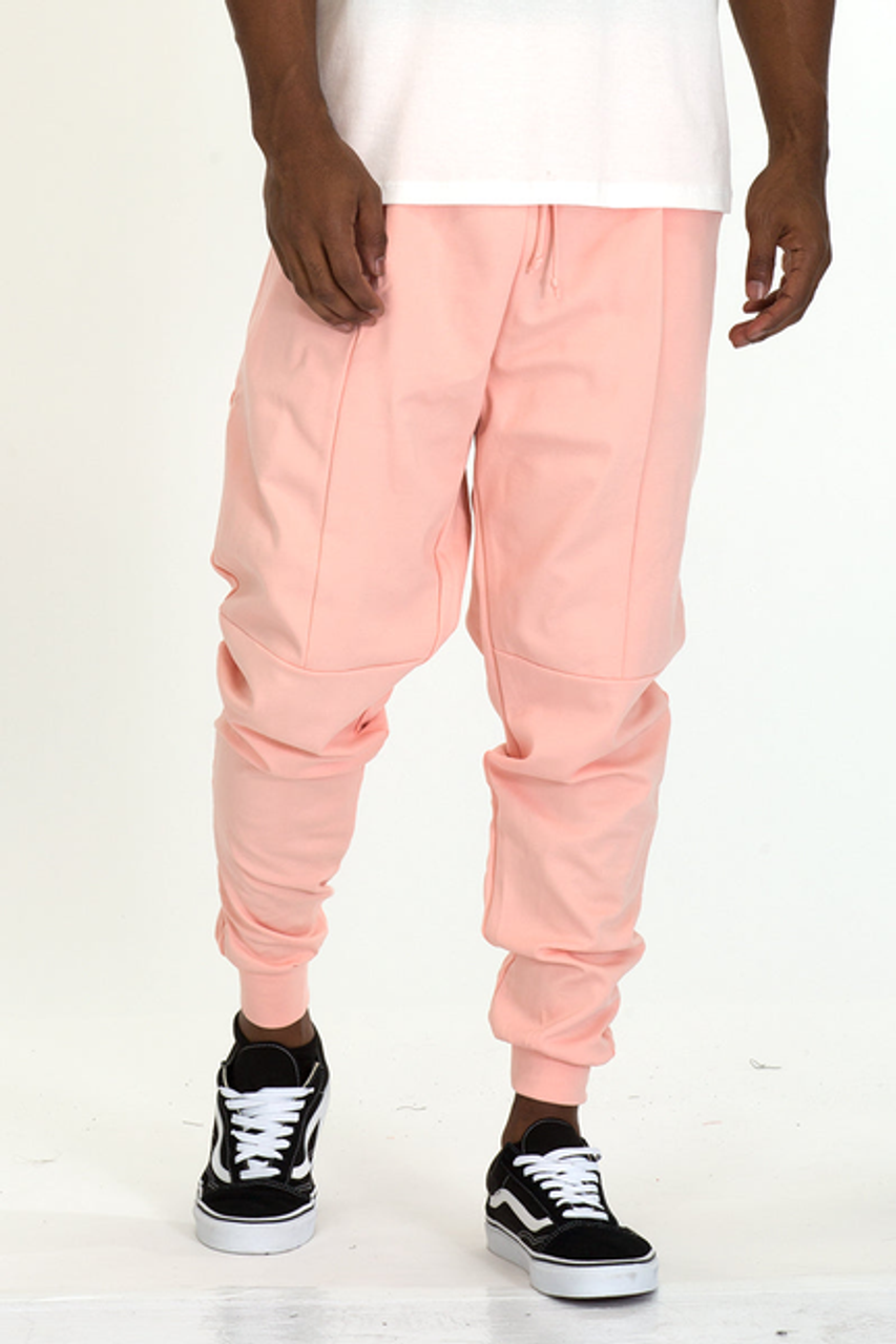 Front Pleat Sweat Pants - 1014-PINK-S