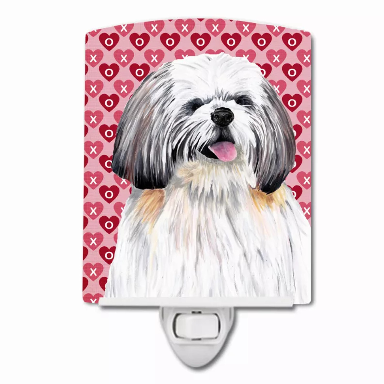 Hearts Love and Valentine's Day Dog Art Ceramic Night Light - S000213B001695P103330V000
