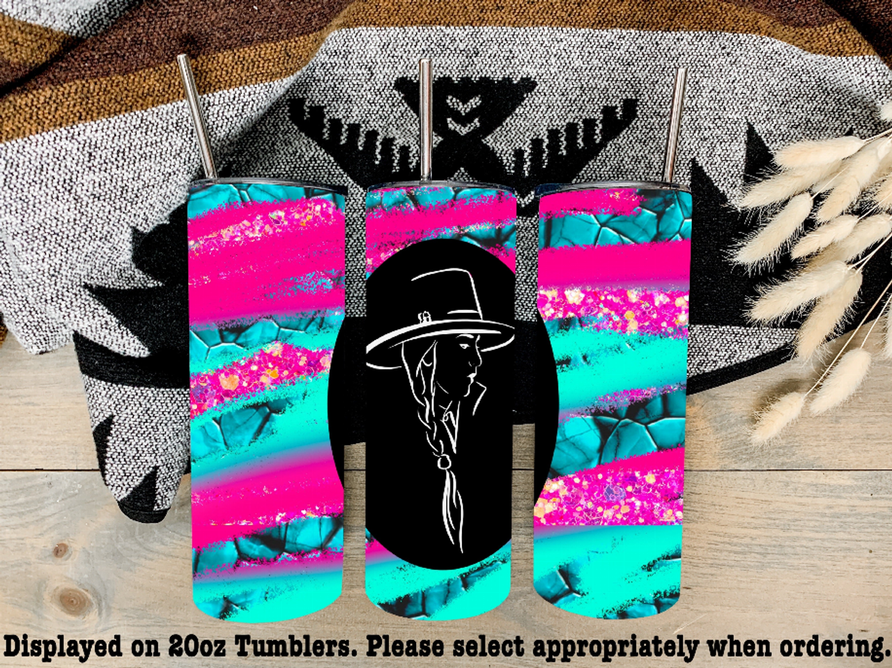Neon Brush Stroke Cowgirl Steel Tumbler - 867-12