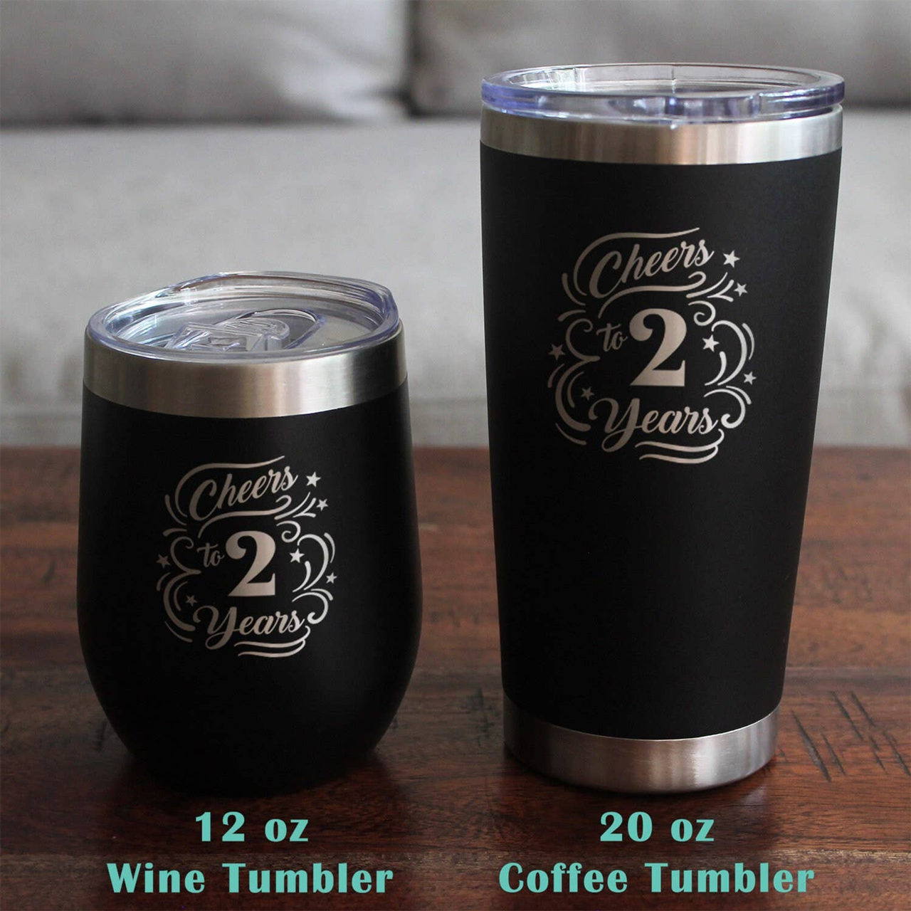 Cheers 2  Stemless Wine Glass - 2nd Anniversary Gifts