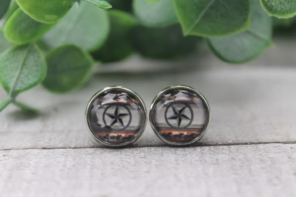Western Star & Horses  Glass Stud Earrings