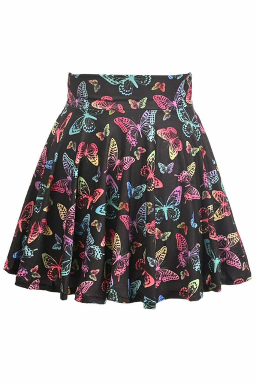 Butterfly Print Stretch Lycra Skirt - S002060B002447P000005V008