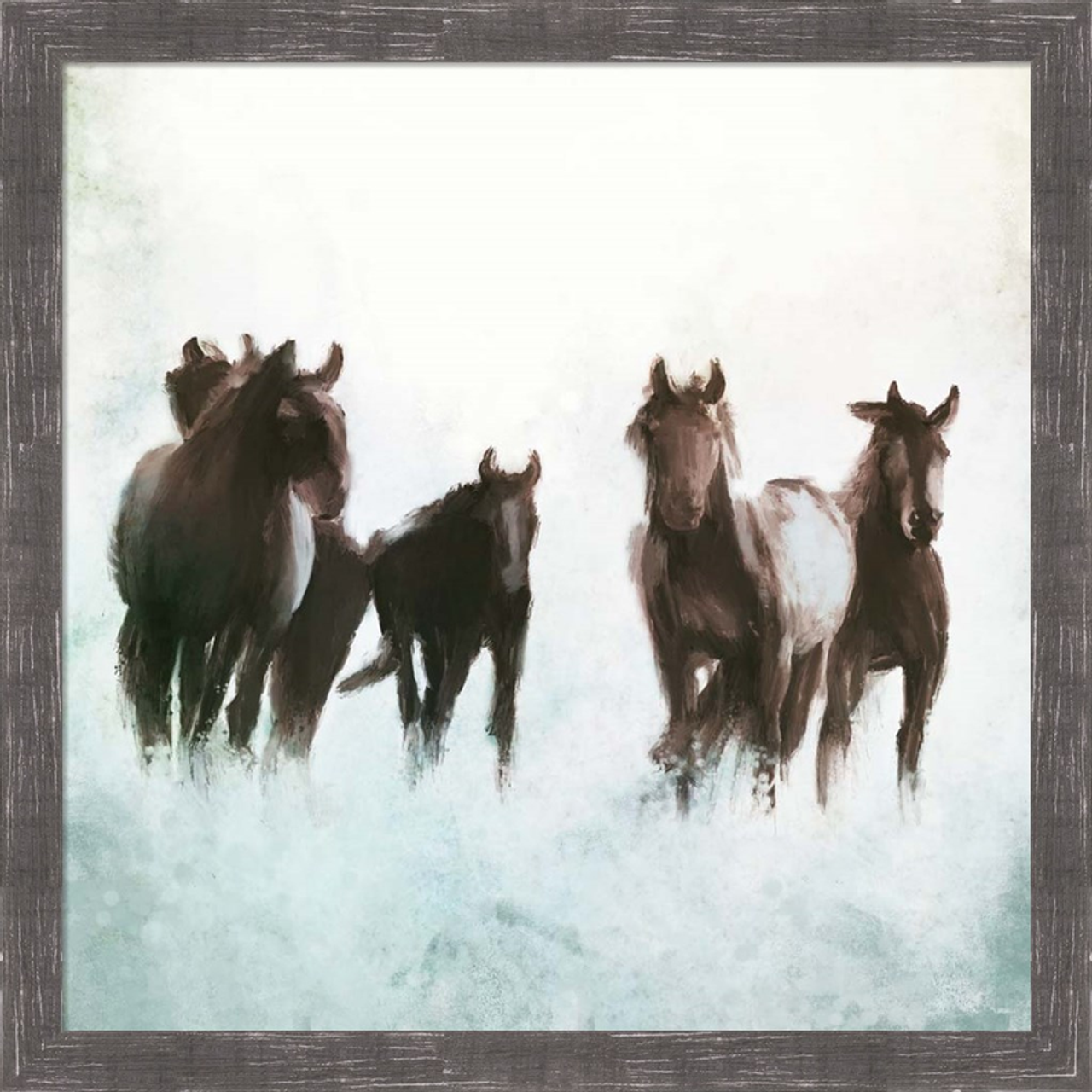 Horses Running through the Surf by Dan Meneely, Framed Wall Art