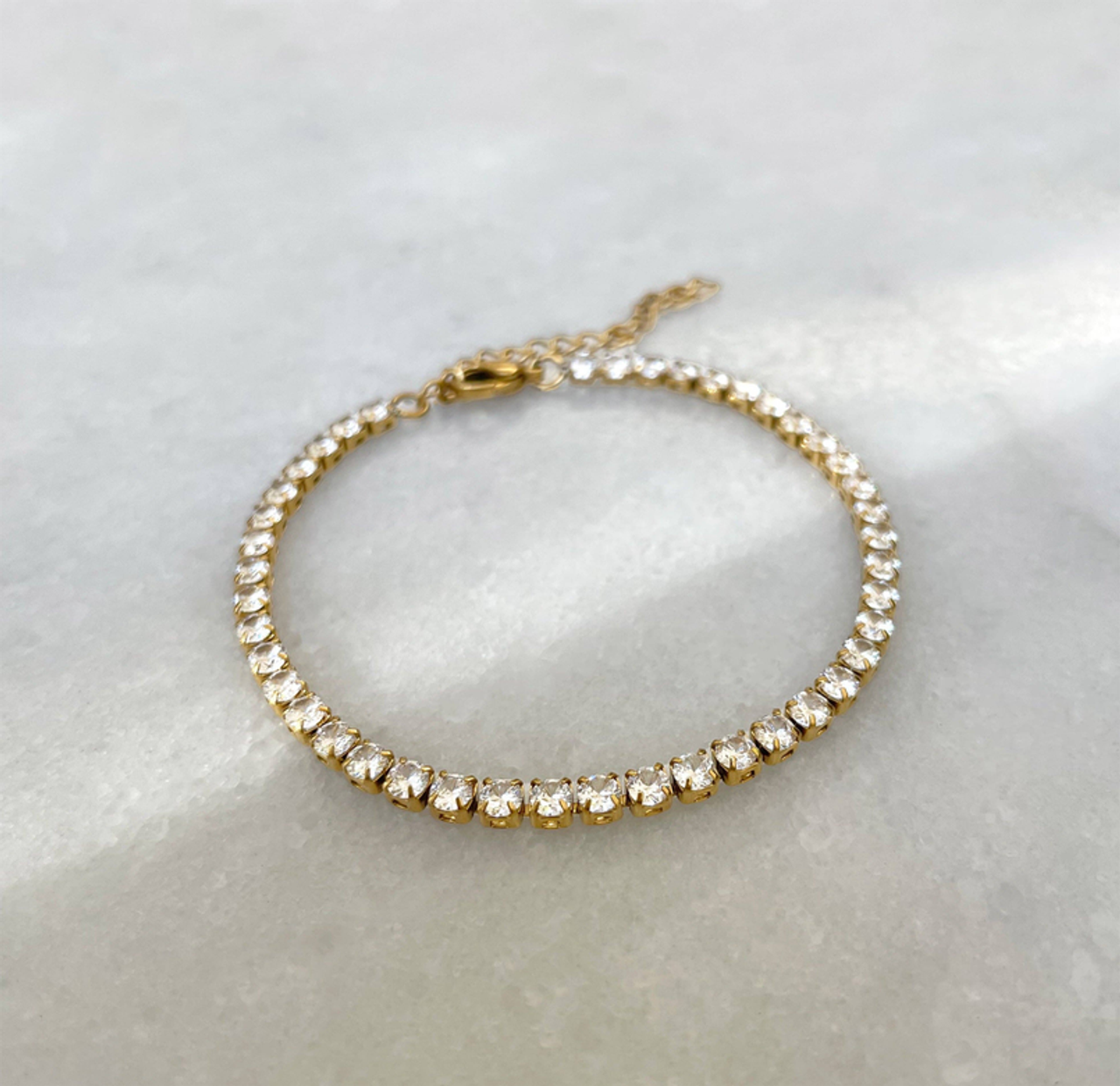 PARIS DAINTY CZ DIAMOND TENNIS BRACELET - GOLD