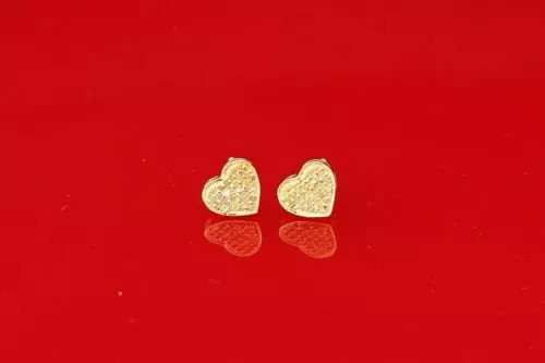 10K Yellow Gold Finish Genuine Yellow Diamond 0.15CT Heart Silver Earrings