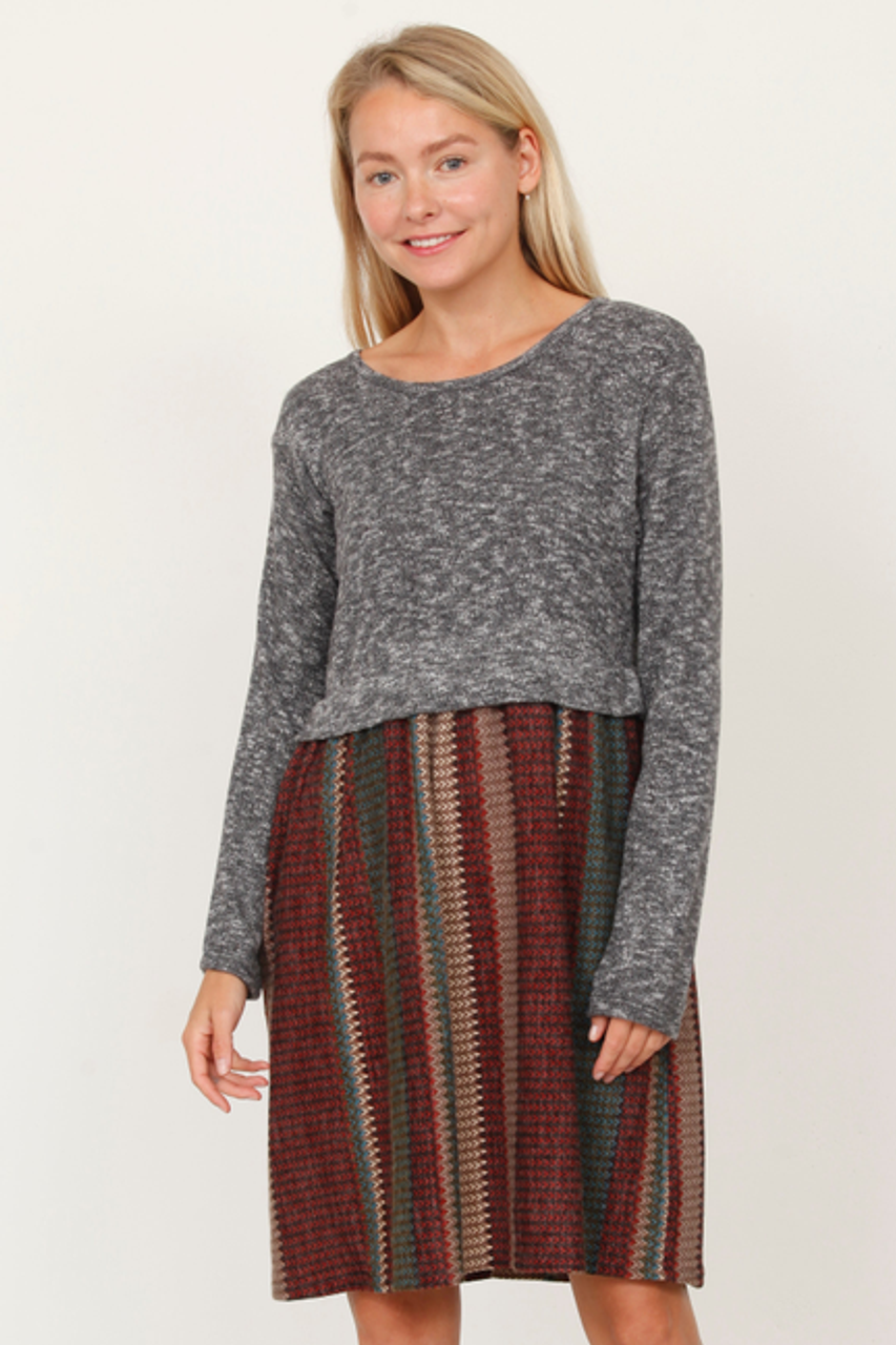 Zigzag Stripe Pullover Mini Dress - S002066B002500P001309V003