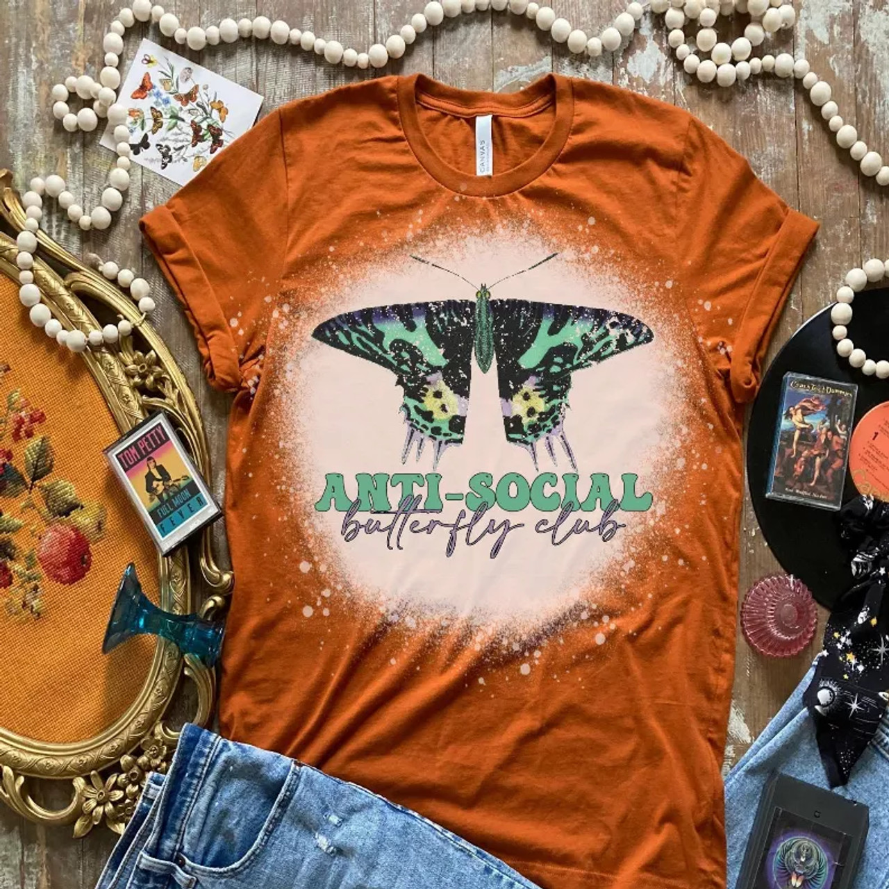 Anti-Social Butterfly Club Shirt Bleached - B002344P000020V001