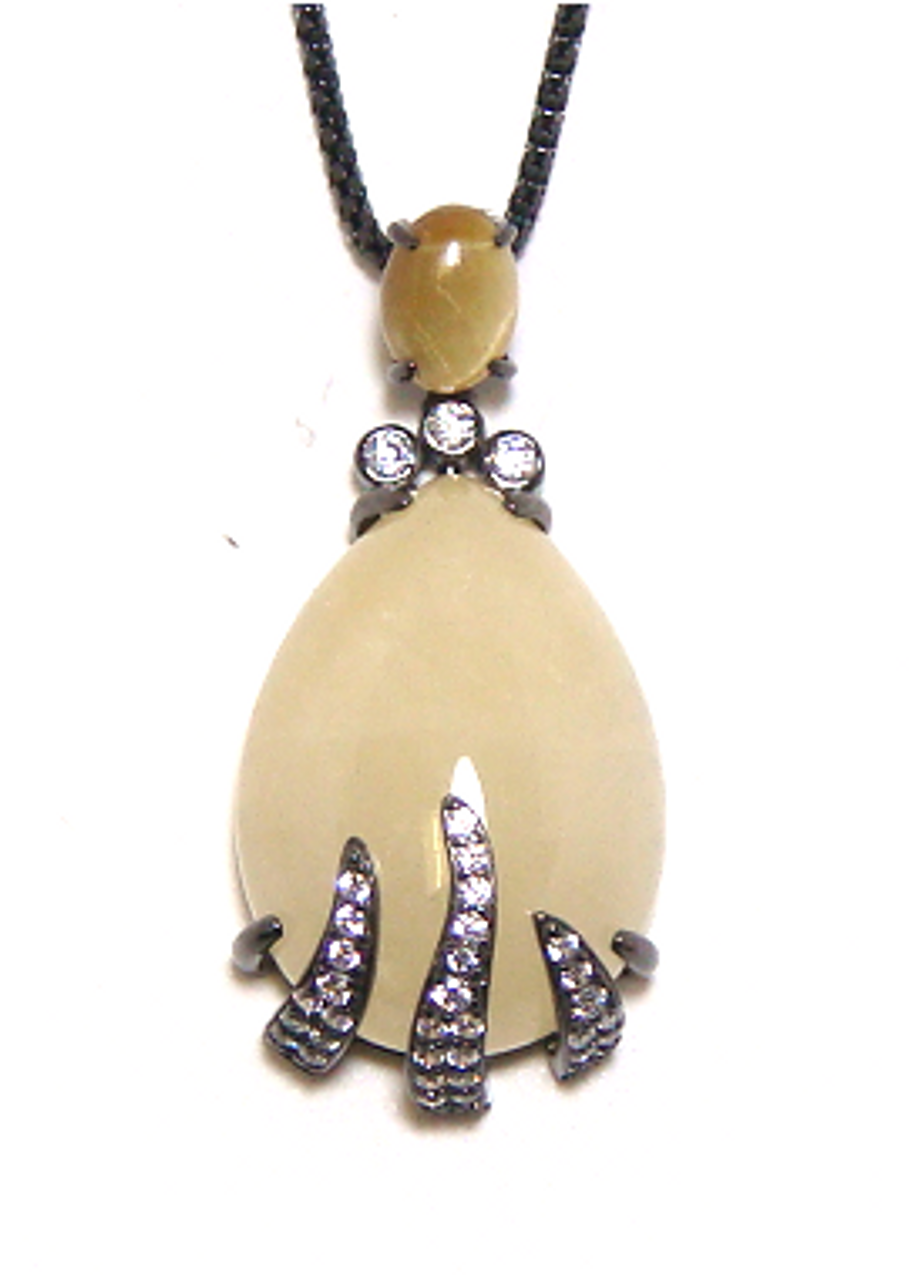Yellow Jade Drop, Pendants, 925 Sterling Silver