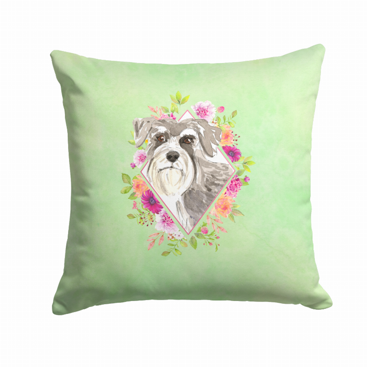 Floral Design with Dog Picture Fabric Decorative Pillow - CK4375PW1414