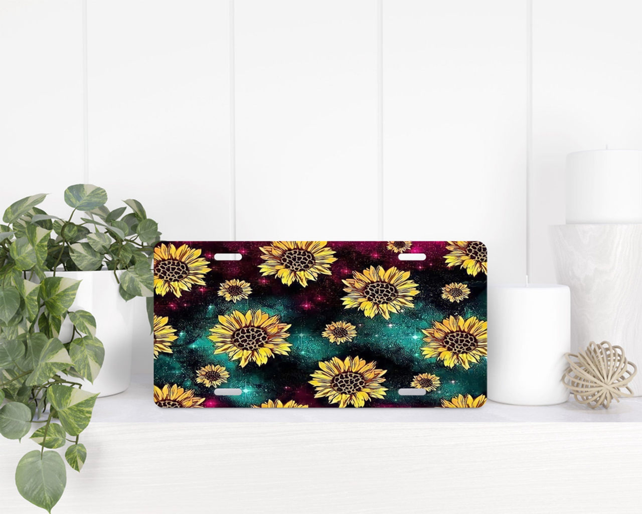 Galaxy Sunflower License Plate