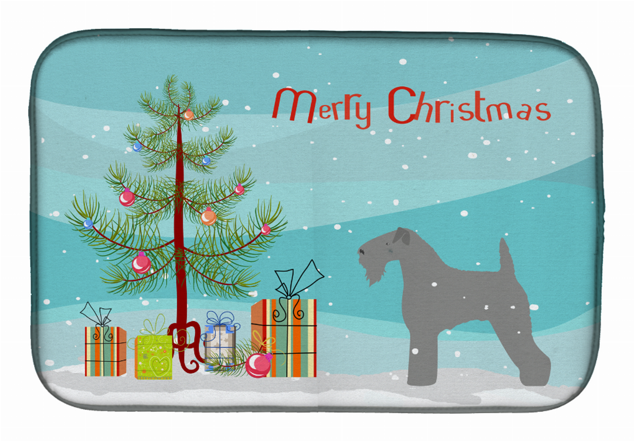 Christmas Tree and Dog on Dish Drying Mat - S000213B001695P115598V028
