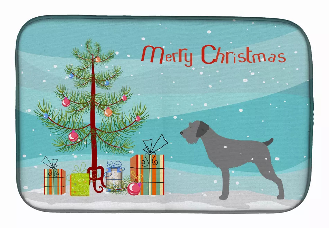 Christmas Tree and Dog on Dish Drying Mat - S000213B001695P115598V021