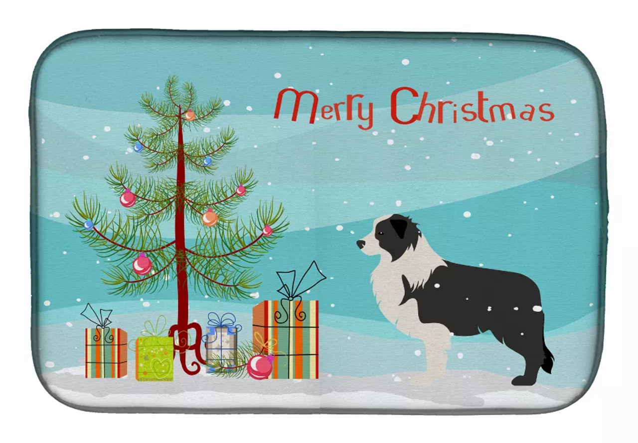 Christmas Tree and Dog on Dish Drying Mat - S000213B001695P115598V009