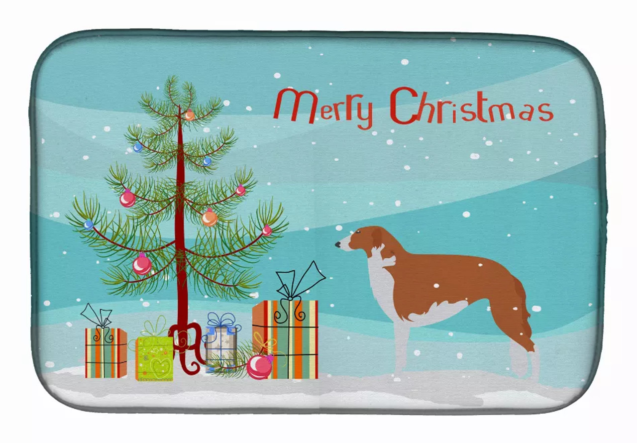 Christmas Tree and Dog on Dish Drying Mat - S000213B001695P115598V011