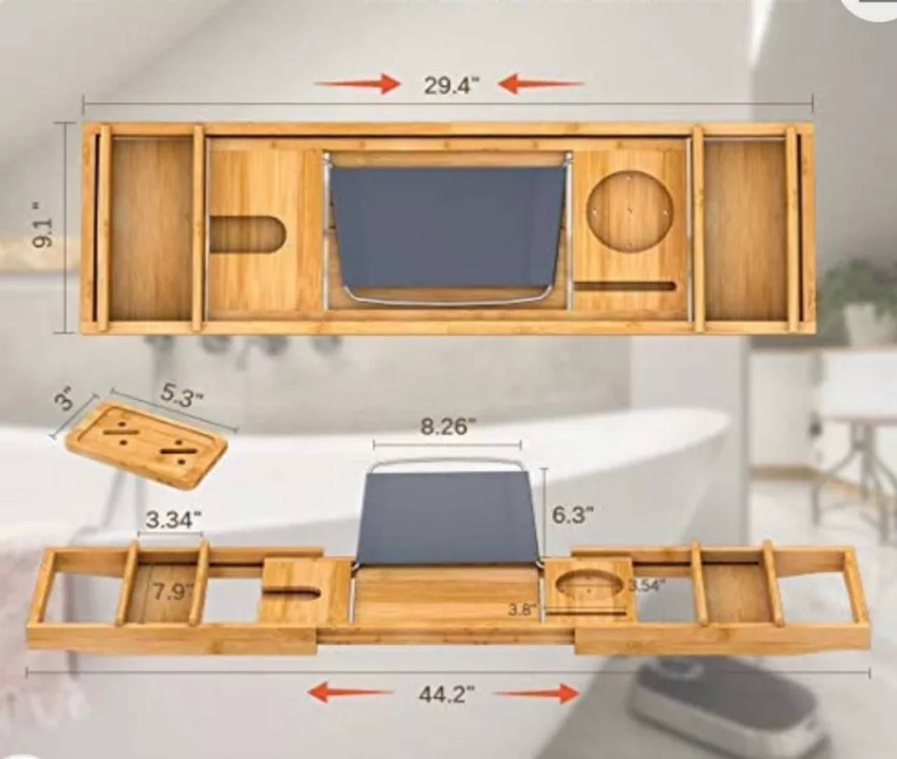 Luxury Extendable Bamboo Bath Tray