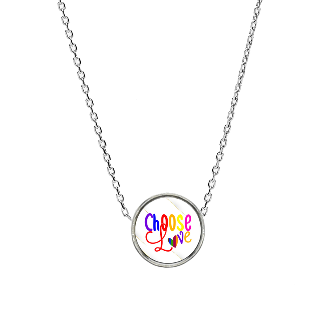 LGBTQ Pride Reversible Inspirational Charm Necklace - PinkBox3-9295