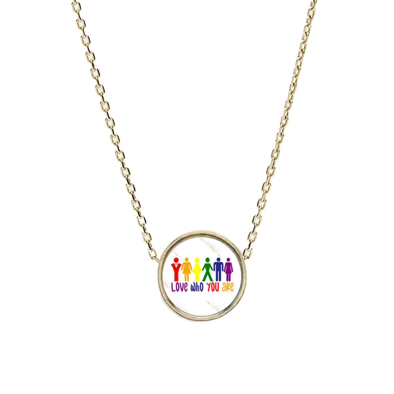 LGBTQ Pride Reversible Inspirational Charm Necklace - PinkBox3-9317
