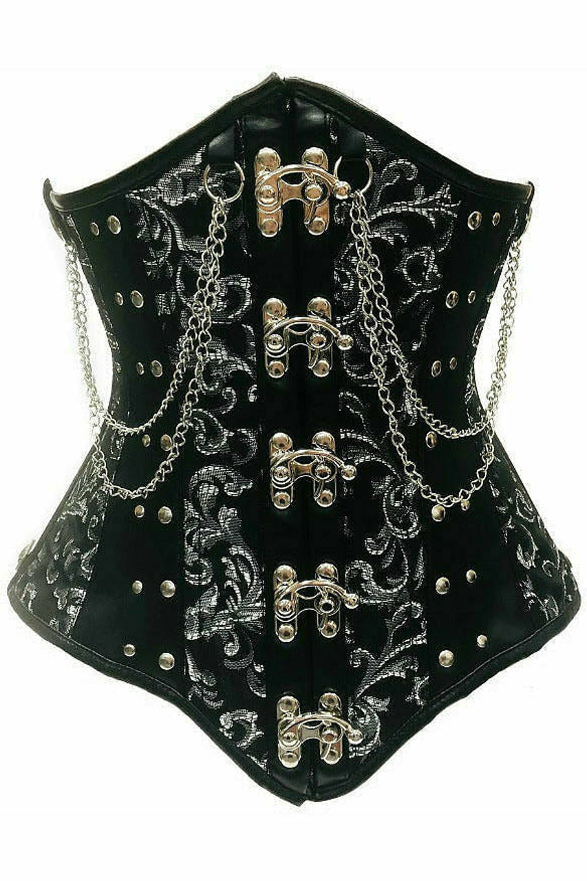 Top Drawer Steel Boned Underbust Corset with Chains and Clasps - TD-1833-2X Top Drawer Steel Boned Underbust Corset with Chains and Clasps - TD-1833-2X