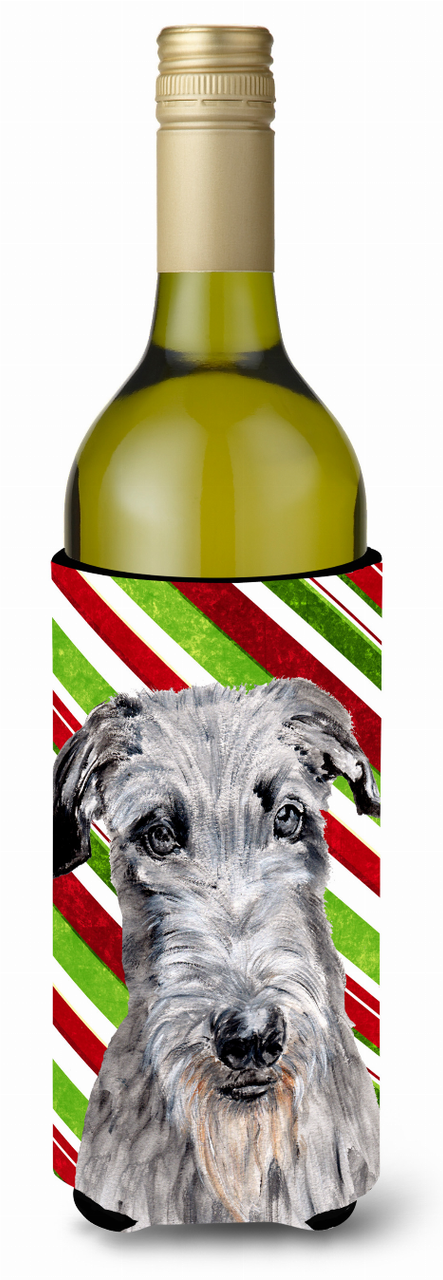 Candy Cane Christmas Design with Dog Wine Bottle Hugger