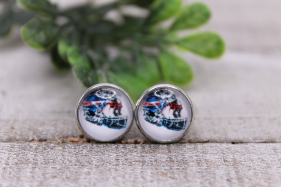 Buffalo Bills Football Helmet || 12mm Glass Stud Earrings