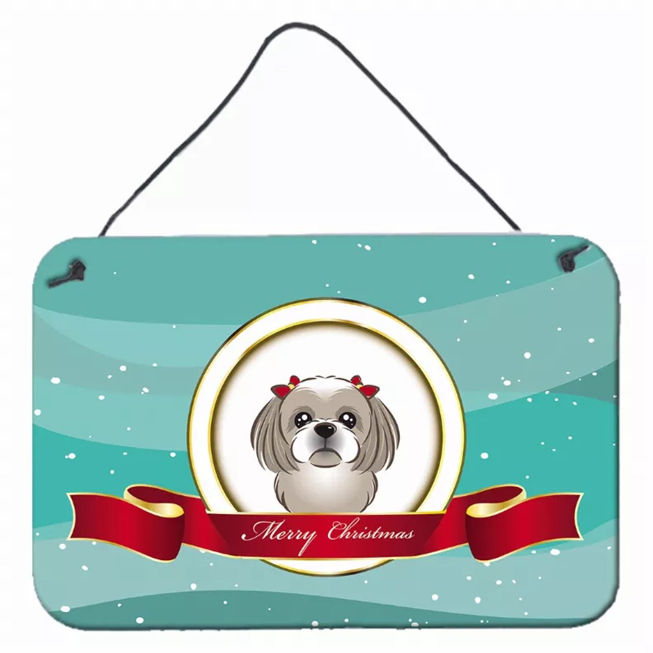 Merry Christmas Design with Dog Art Wall or Door Hanging Prints - S000213B001695P055792V000