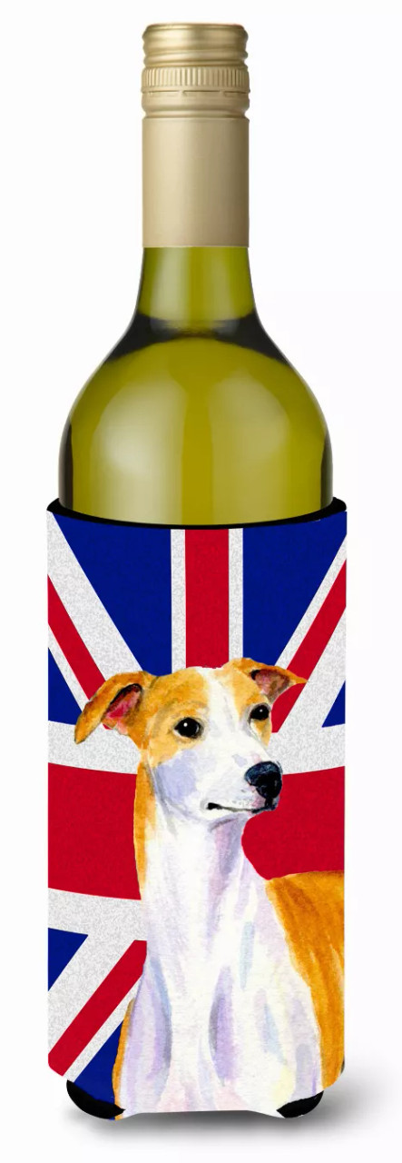Dog with English Union Jack British Flag Wine Bottle Hugger - S000213B001695P039810V000