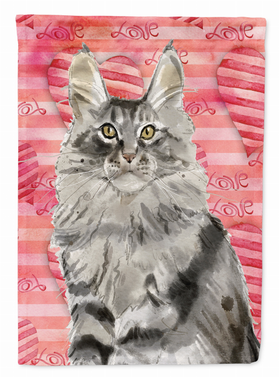 Maine Coon Cat Love Flag Canvas House Size