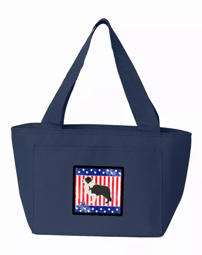 USA Patriotic Black Border Collie Lunch Bag